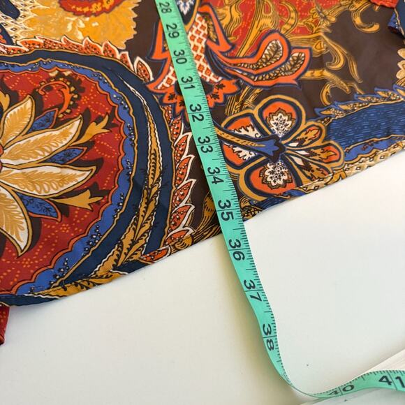 Chico's Paisley Asymmetrical Lace Up Blouse Top Sz XL Multicolor Bohemian Hippie - Picture 7 of 9